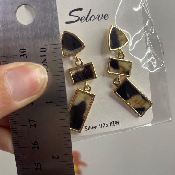 NWT Lot Of 2 Earrings Piercing Dangling Green Circles Gold Pattern - Picture 8 of 11